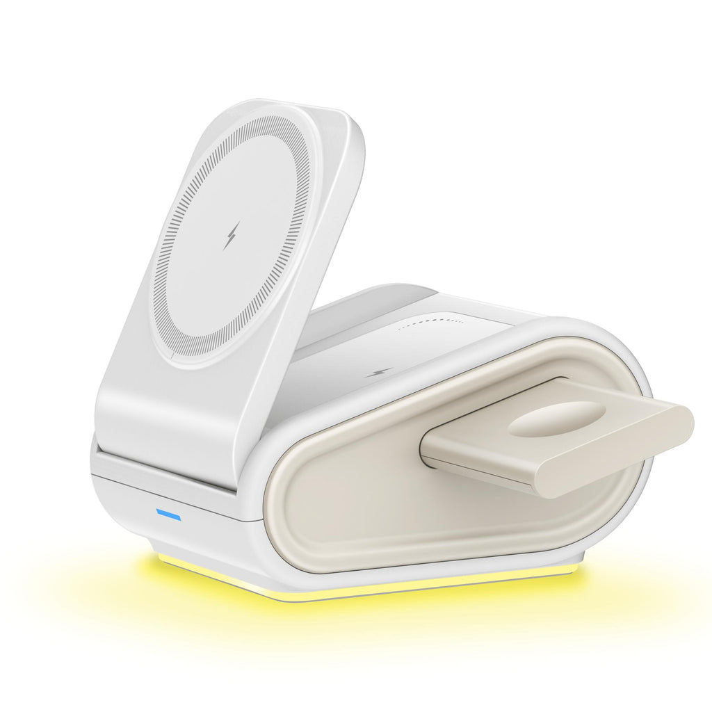 3-in-1 Magnetic Wireless Charging Station – Foldable Fast Charger Stand for iPhone, Apple Watch & AirPods