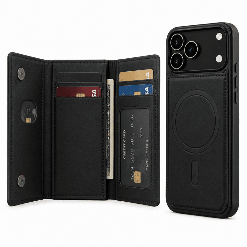MagSafe Wallet Phone Case – Magnetic Leather Card Holder Cover with Detachable RFID Wallet