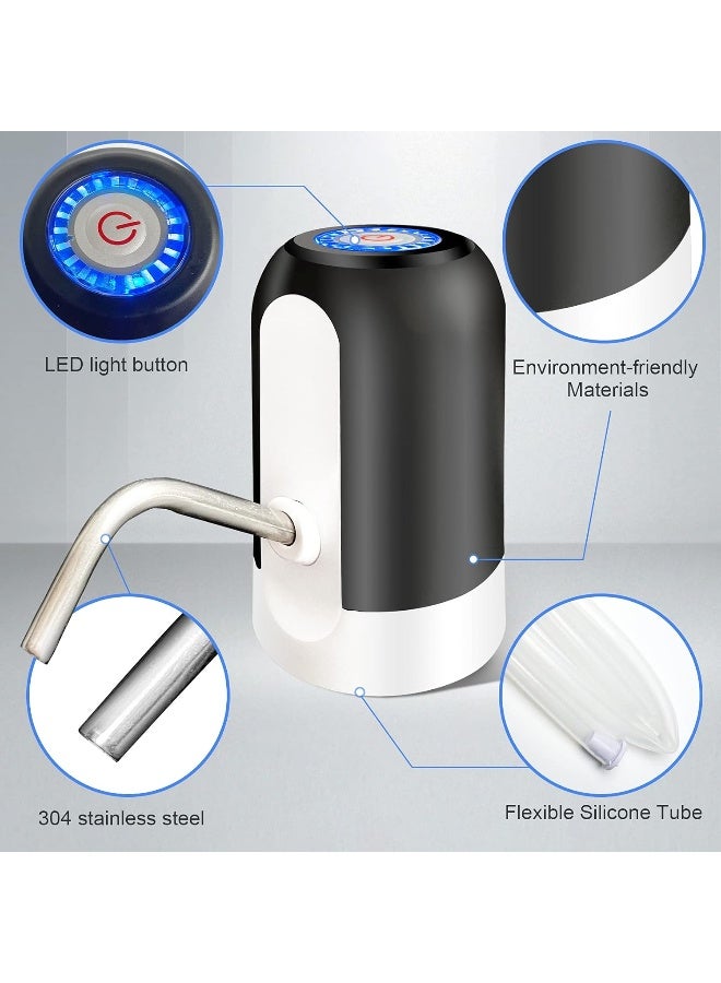 NOVA TECH USB Rechargeable 5 Gallon Water Bottle Pump | Portable Electric Water Dispenser with One-Touch Operation & Food Grade Silicone Hose