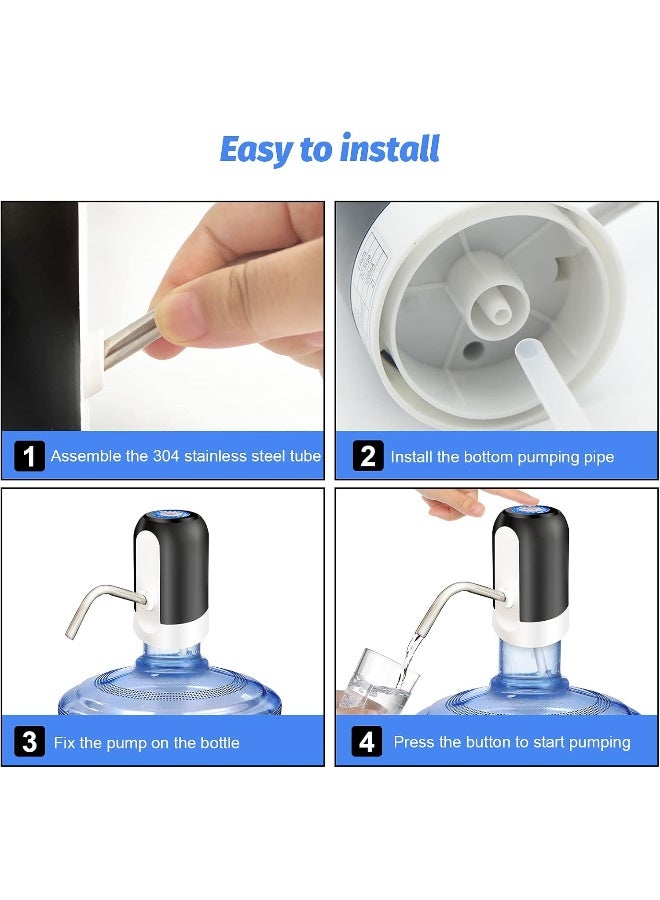 NOVA TECH USB Rechargeable 5 Gallon Water Bottle Pump | Portable Electric Water Dispenser with One-Touch Operation & Food Grade Silicone Hose