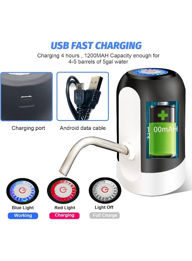 NOVA TECH USB Rechargeable 5 Gallon Water Bottle Pump | Portable Electric Water Dispenser with One-Touch Operation & Food Grade Silicone Hose