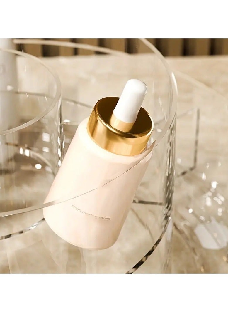 360° Rotating Acrylic Makeup & Skincare Organizer | 2-Tier Cosmetic Storage with Umbrella Design