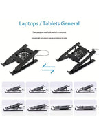 Adjustable Laptop Cooling Stand with High Airflow Cooling Fan | Portable Ergonomic Laptop & Tablet Stand