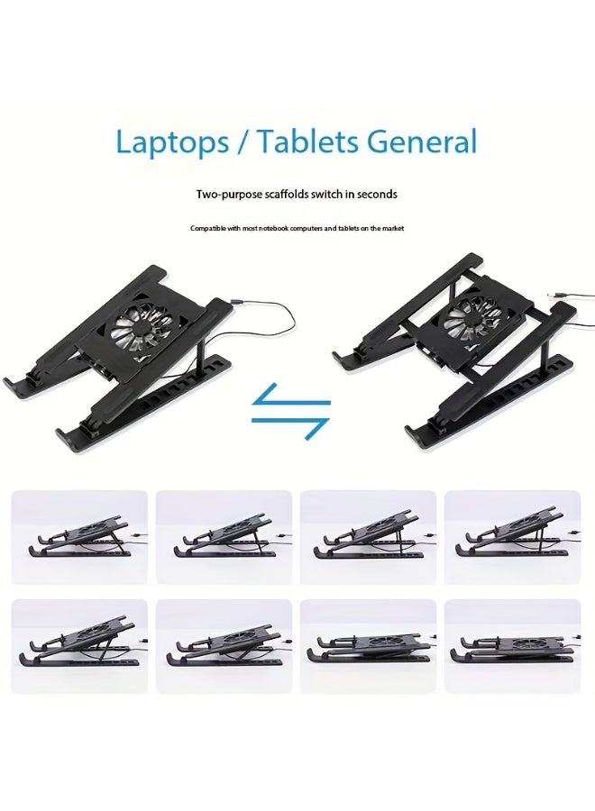 Adjustable Laptop Cooling Stand with High Airflow Cooling Fan | Portable Ergonomic Laptop & Tablet Stand