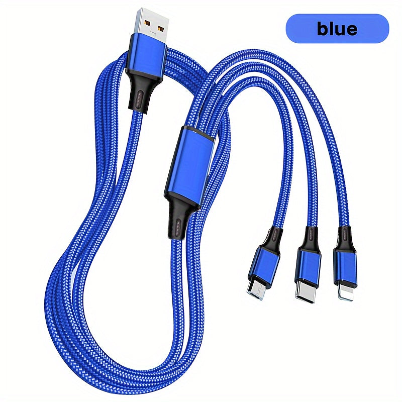 3-in-1 USB Fast Charger Cable for iPhone, Samsung, Xiaomi