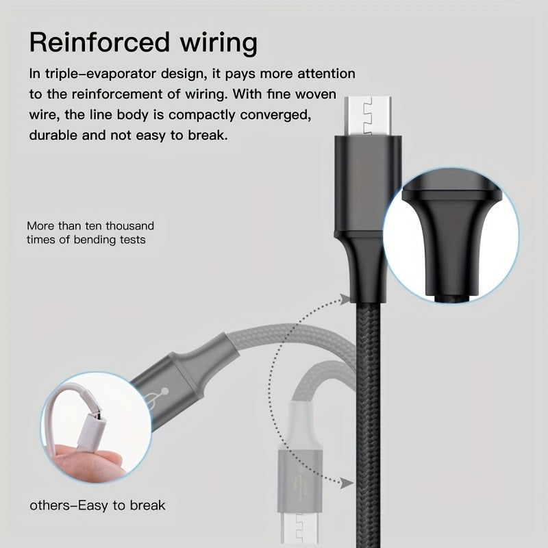 3-in-1 USB Fast Charger Cable for iPhone, Samsung, Xiaomi