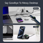 3-in-1 Magnetic Wireless Charging Station – Foldable Fast Charger Stand for iPhone, Apple Watch & AirPods