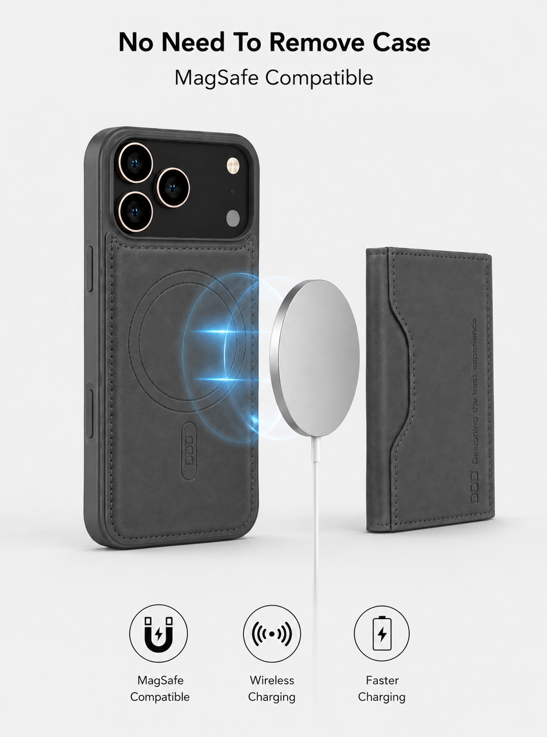 MagSafe Wallet Phone Case – Magnetic Leather Card Holder Cover with Detachable RFID Wallet