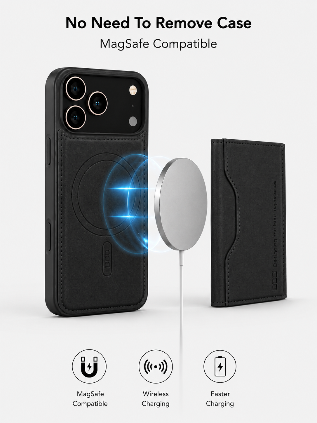 MagSafe Wallet Phone Case – Magnetic Leather Card Holder Cover with Detachable RFID Wallet