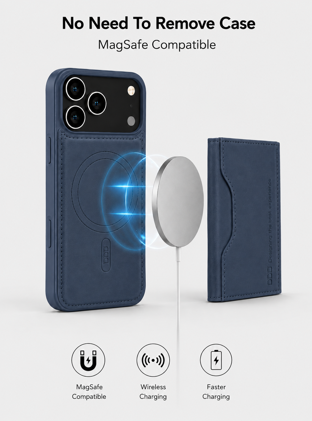 MagSafe Wallet Phone Case – Magnetic Leather Card Holder Cover with Detachable RFID Wallet