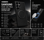 Samsung Galaxy S26 Ultra Ring Stand Leather Case – Magnetic Shockproof Protective Cover