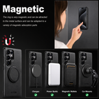 Samsung Galaxy S26 Ultra Ring Stand Leather Case – Magnetic Shockproof Protective Cover