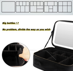LED Makeup Mirror Travel Case – Portable Cosmetic Organizer with Touch Screen Lighted Mirror