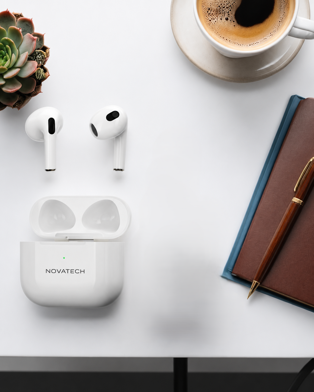 NOVA TECH Air-B7 Bluetooth 5.4 Wireless Earbuds | Active Noise Cancellation, HD Microphone, Premium Stereo Sound & USB-C Charging Case