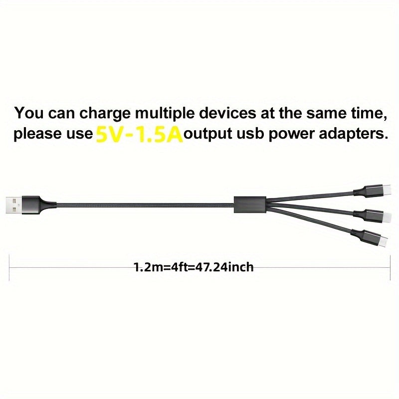 3-in-1 USB Fast Charger Cable for iPhone, Samsung, Xiaomi
