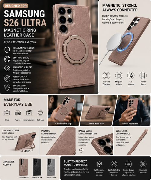 Magnetic Ring Case for Samsung Galaxy – 360° Stand, Strong Grip & Shockproof Protection